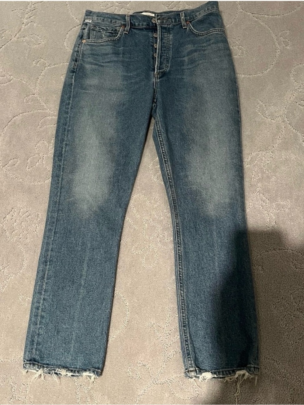 Citizens Of Humanity Straight Leg Jeans in Medium Blue with Washed Finish